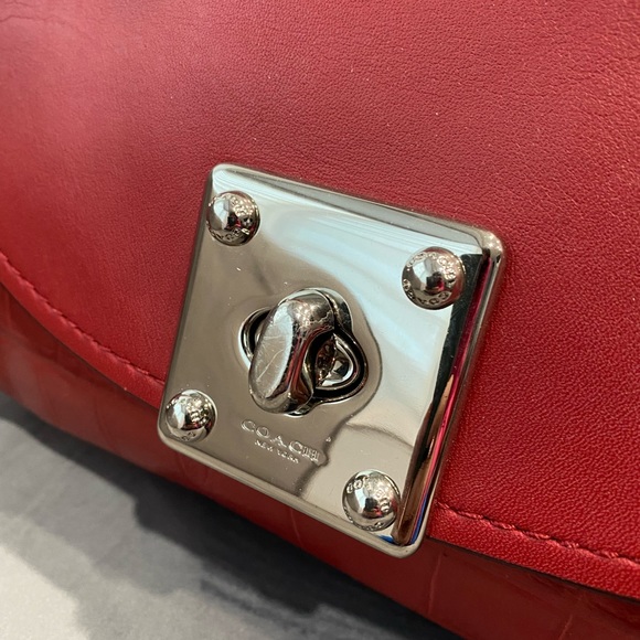 Coach DRIFTER TOP HANDLE IN EXOTIC MIXED LEATHERS RED - Picture 15 of 16